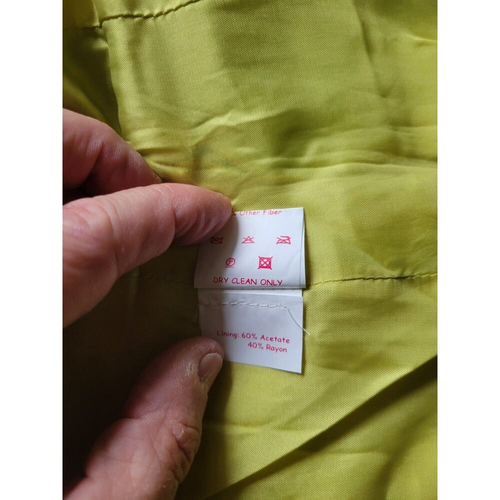 Lili Petrus Express Italy Yellow Lime Green Metallic Sparkle Blazer Jacket 10 - Picture 9 of 9